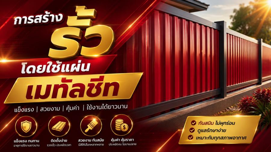 การสร้างรั้วโดยใช้แผ่นเมทัลชีท