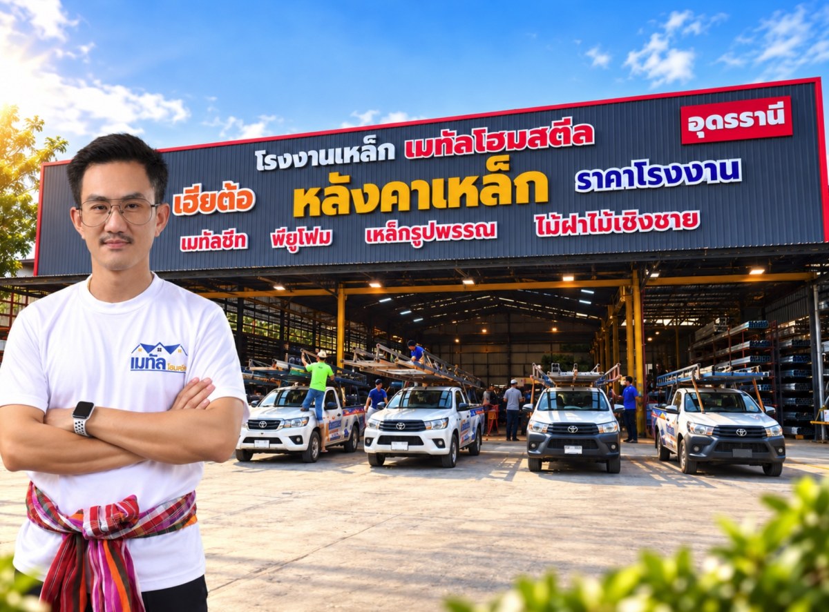 ทีมงานของเรา เฮียต้อ เจ้าของ โรงงานหลังคาเหล็ก เมทัลโฮมสตีล อุดรธานี ผลิต และ จำหน่าย เมทัลชีท พียูโฟม เหล็กรูปพรรณ ไม้ฝาไม้เชิงชาย ราคาส่ง ราคาโรงงาน ส่งฟรีทั่วประเทศไทย