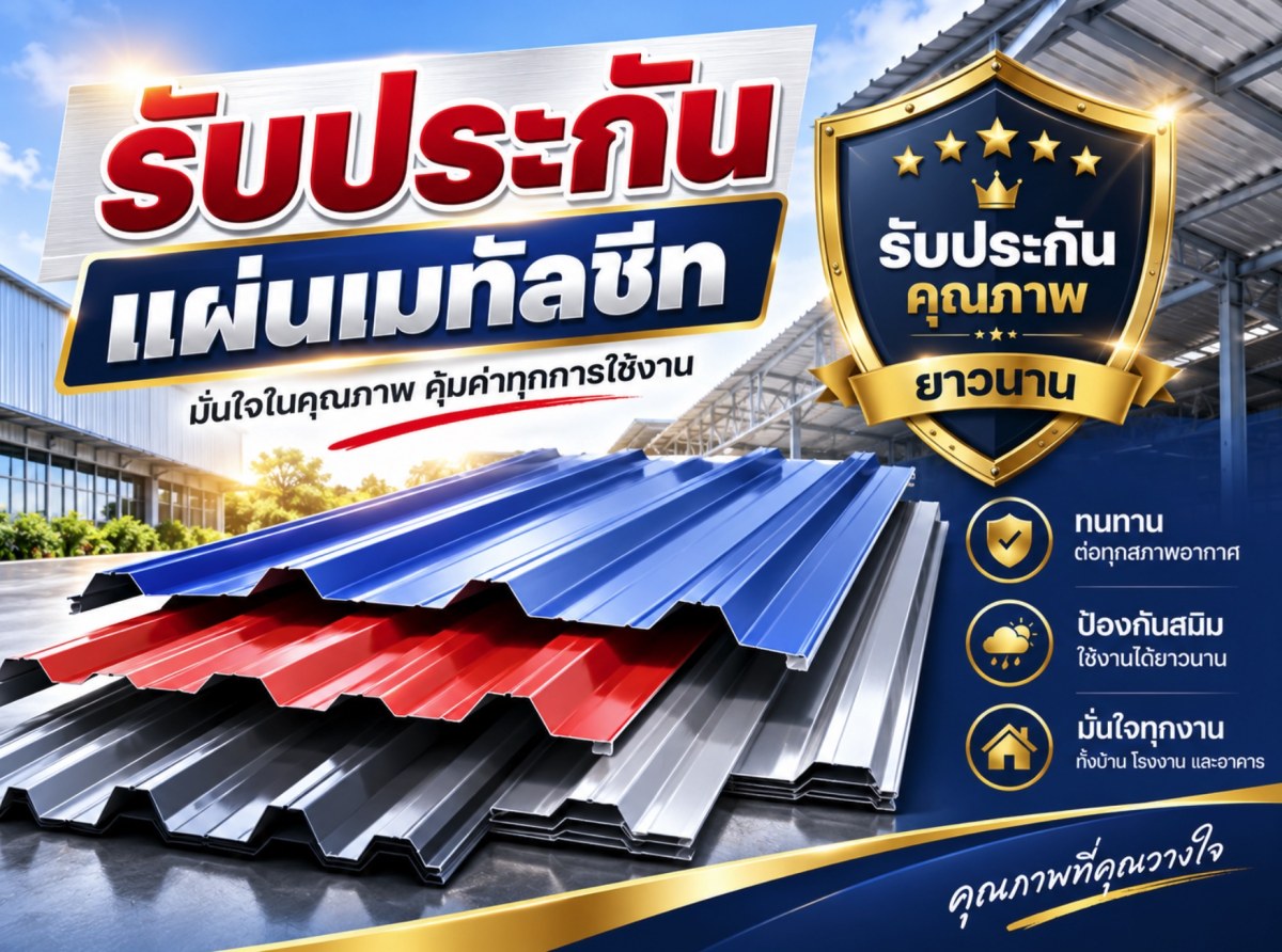 รับประกันแผ่นเมทัลชีท เฮียต้อ เจ้าของ โรงงานหลังคาเหล็ก เมทัลโฮมสตีล อุดรธานี ผลิต และ จำหน่าย เมทัลชีท พียูโฟม เหล็กรูปพรรณ ไม้ฝาไม้เชิงชาย ราคาส่ง ราคาโรงงาน ส่งฟรีทั่วประเทศไทย